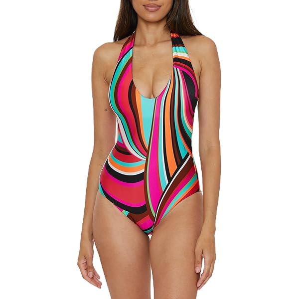 Trina Turk Women's Standard Rainforest Plunge Hi Leg One Piece
