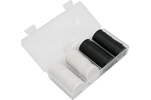 HAKITAROOM 35MM/1.37-inch Box of 120 Counting Coins for Poker Chips and Game Coins (White+Black, 35MM/1.37-inch)