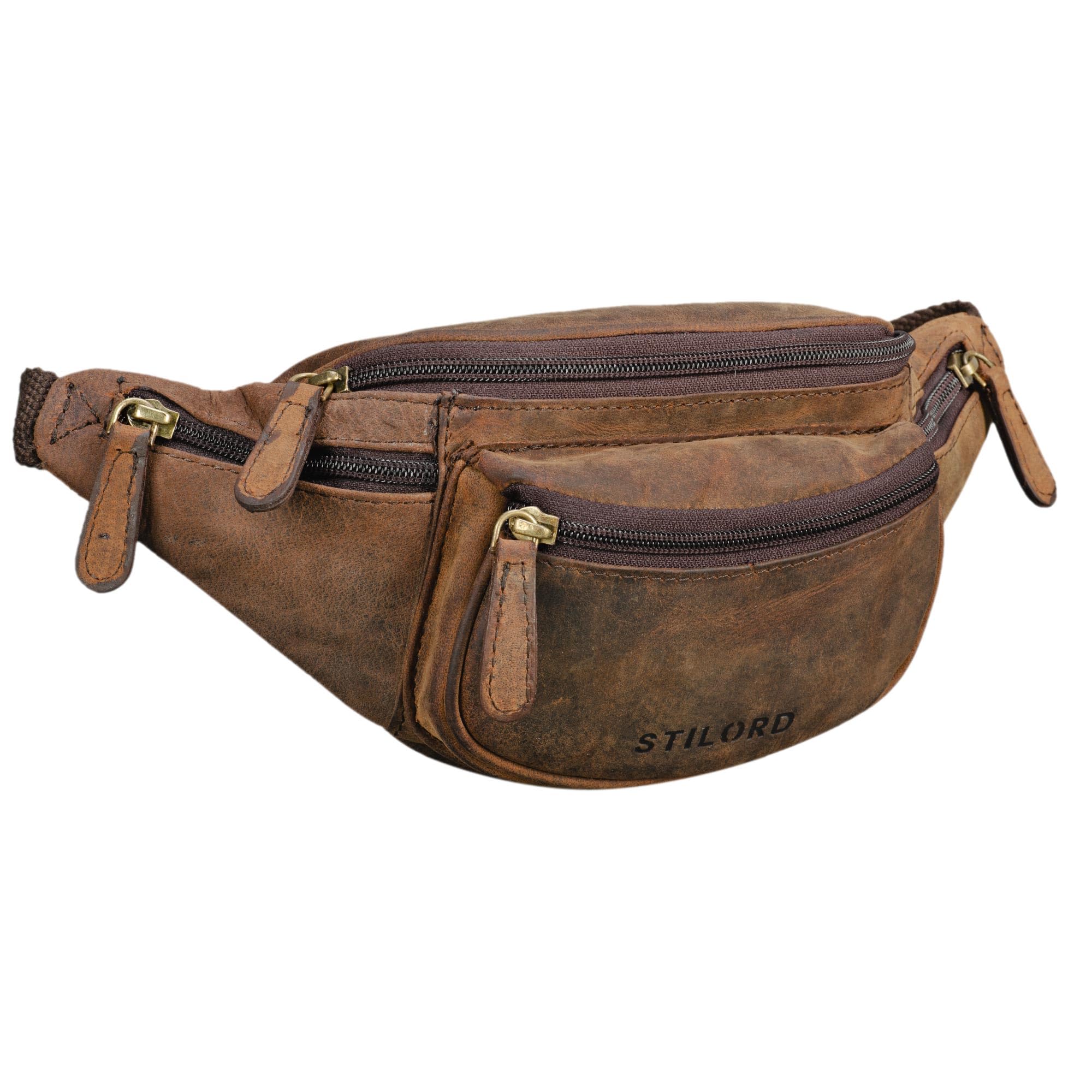 STILORD 'Eliah' Leather Waist Bag Vintage | Unisex Belt Bag for Travel, Festivals, and Outdoor | Genuine Leather Fanny Pack for Phone, Camera, and Valuables, Colour:Colorado - Brown