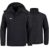 Wantdo Men's Waterproof 3 in 1 Ski Jacket Warm Winter Coat Windproof Snowboarding Jackets with Detachable Puffer Coat