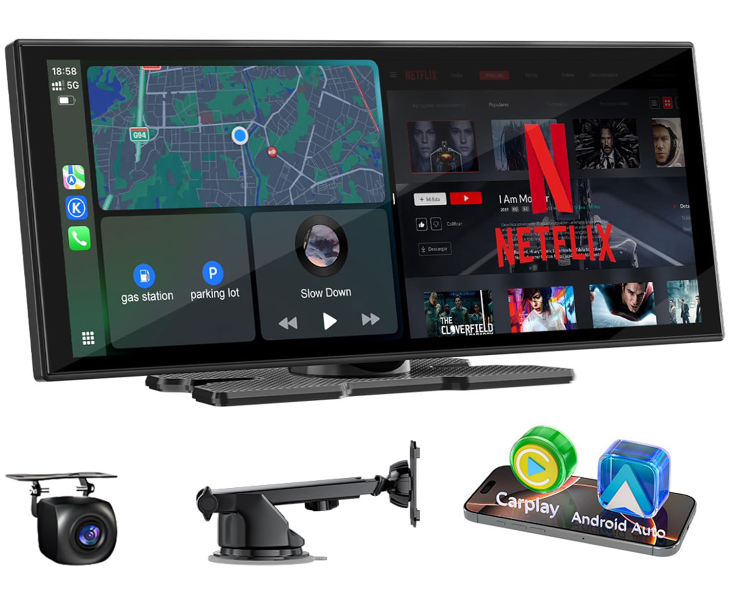 Photo 1 of Upgraded 11" CarPlay Screen for Car, Built-in Net-Flix/YouTube/TikTok and Other Apps (No Mirroring Needed), Wireless Car Stereo for Apple Carplay & Android Auto with HD Backup Camera,OTA Updates