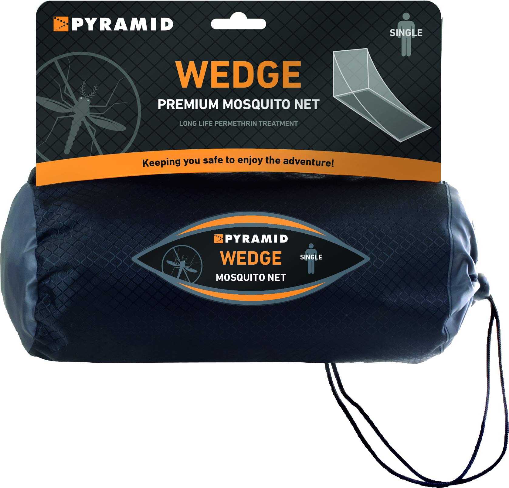 Pyramid Premium Mosqutio Net For Bed, White Single Wedge Permethrin Treated For Single Bed, Compact Light & Portable, Water Resistant Travel Bag, Setup, Kills Mosquitoes on Contact