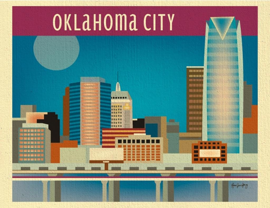 Oklahoma City, Oklahoma - Large Horizontal Print, Poster, and Canvas Wrap Wall Art for Home or Office O-OKL