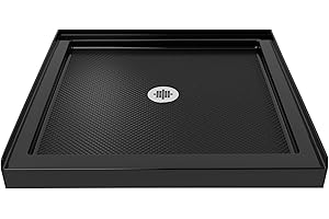 DreamLine SlimLine 42 in. D x 42 in. W x 2 3/4 in. H Center Drain Single Threshold Shower Base in Black, DLT-1142420-88