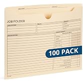Blue Summit Supplies 100 Job Folders, Letter Size, Manila, Preprinted | 10 x 12 in Cardstock, Preprinted Job Tracking, for Construction, Project, and Jobsite Documentation