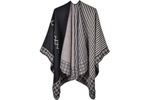FEOYA Women Cardigan Poncho Cape Elegant Cashmere Shawl Wrap Warm Large Blanket Scarf Open Front Sweater for Fall Winter