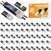 RVIEVJP 50Pcs Double Wire Connector Quick No Strip 18-22AWG | No strip double wire plug in connector with locking buckle. Flame retardant. For LED speakers DIY low voltage