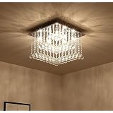 Saint Mossi K9 - Lampadario da soffitto in cristallo, stile moderno, vicino al soffitto, attacco E14, 3 luci, 30 x 18 cm, finitura oro lucido