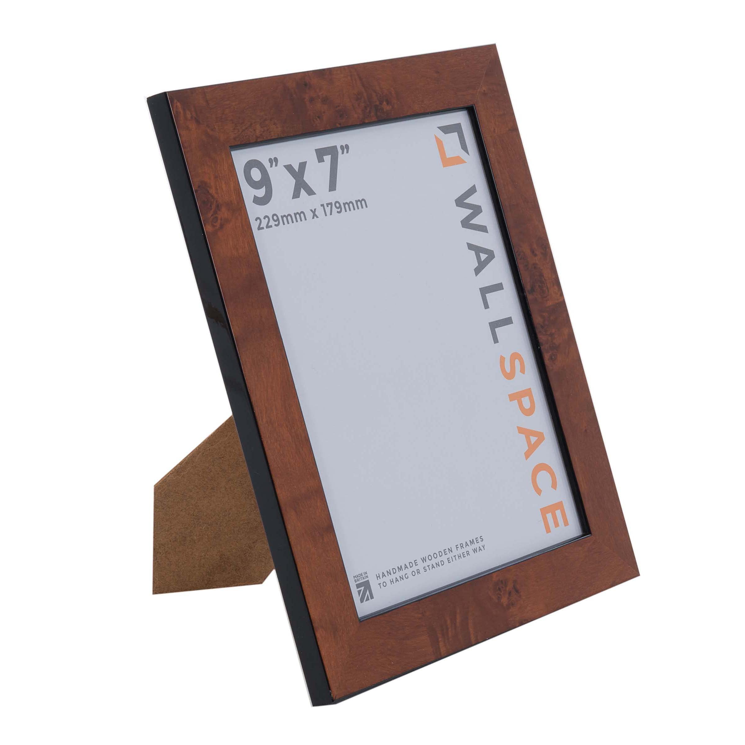 Wall Space 9x7 Walnut Picture Frame | Walnut 7x9 Photo Frame | 9 x 7 inch | 229x178mm | 22.9x17.8cm | Real Wood with Glass | Handmade Wooden Made in UK