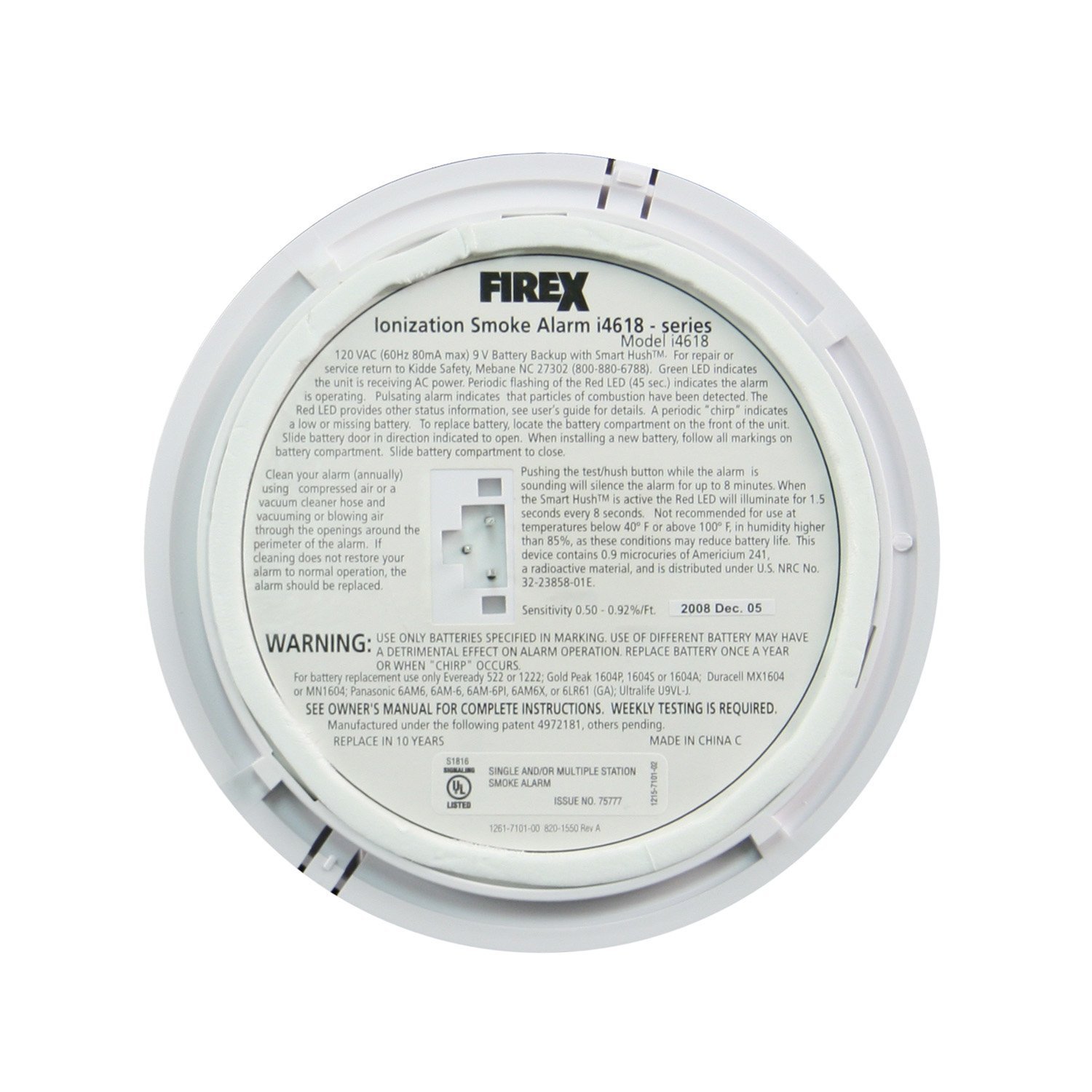 KIDDE i4618 Hardwired Ionization Smoke Alarm with Battery Back Up LOT OF 4  - Smoke Detectors - Amazon.com
