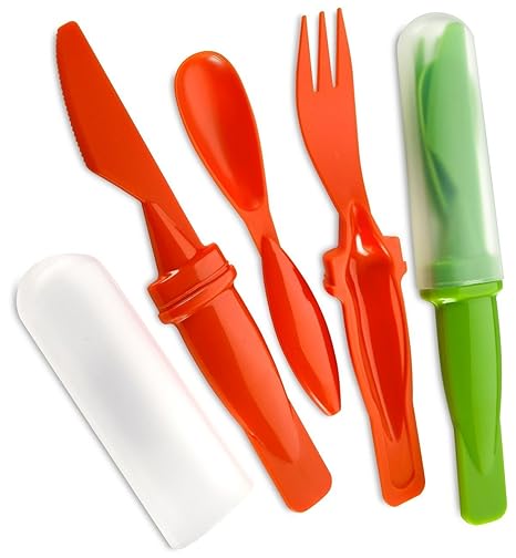 Katzco - Juego de cubiertos de plástico para acampada, 2 unidades, incluye cuchara de