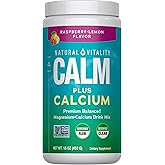 Natural Vitality Calm, Magnesium & Calcium Supplement, Drink Mix Powder Supports a Healthy Response to Stress, Gluten Free, Vegan, & Non-GMO, Raspberry Lemon, 16 oz
