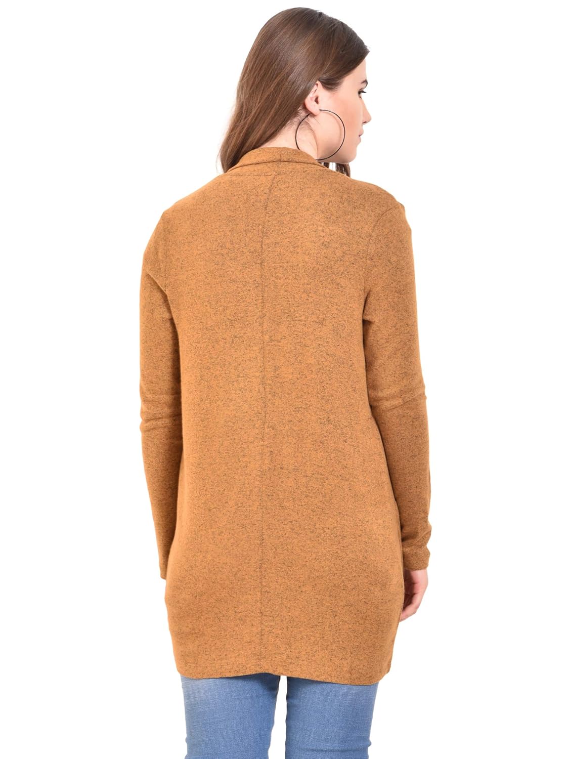 mansicollections mustard thigh length full sleeve cardigan for women