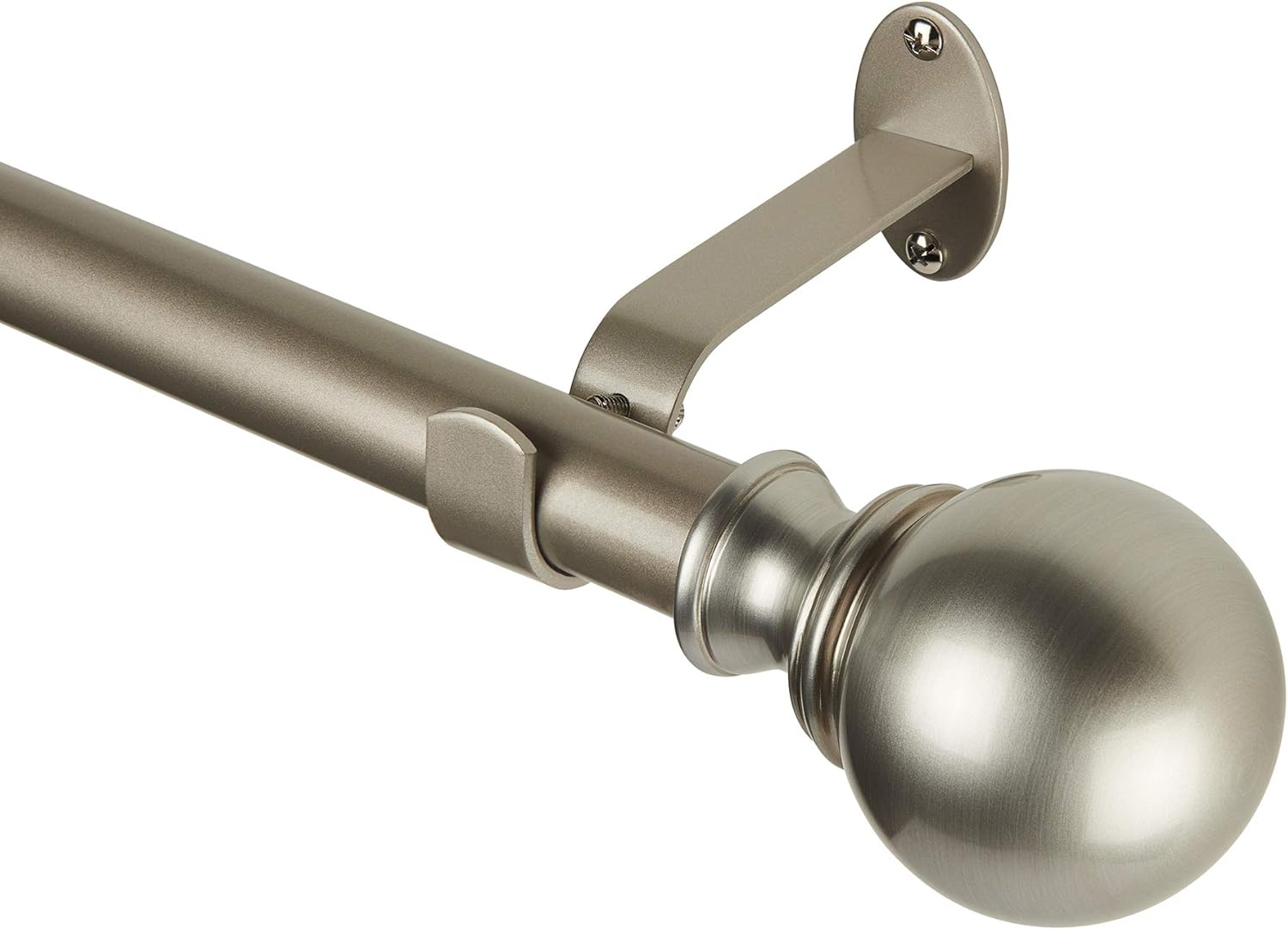 Elrene Home Fashions Cordelia 1" Window Drapery Single Curtain Rod with Globe Ball Finial, 28"-48" Adjustable, Polished Nickel: Home & Kitchen