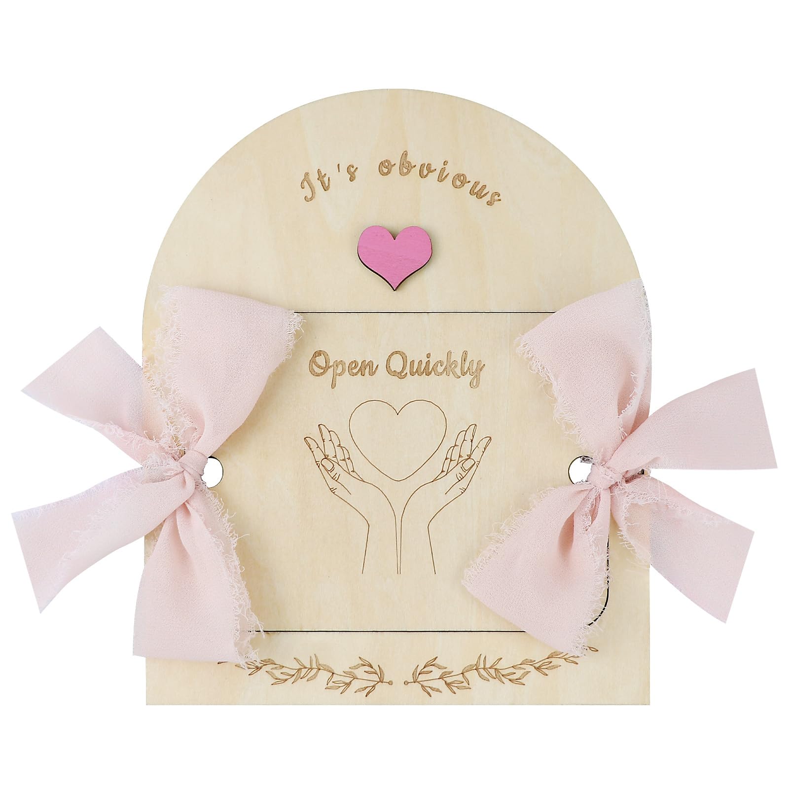 Godmother Godfather Wooden Surprise Request Box Can Store Baby Photos Baptism Announcement Gift (Pink)