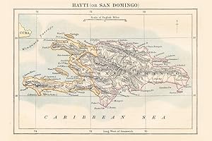 POSTER FOUNDRY Haiti And Dominican Republic Antique Map Poster 1883 Historical San Domingo Near Cuba Geography Cartography Chart Cool Wall Art Print Poster 18x12