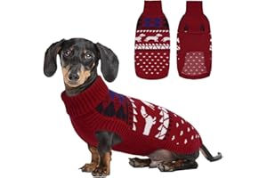 Lelepet Dachshund Sweater, Turtleneck Dog Sweaters for Small Dogs, Warm Pullover Knitted Pet Coat, Cold Weather Dachshund Clothes, Fall/Winter Cozy Outfit (XS-XL)
