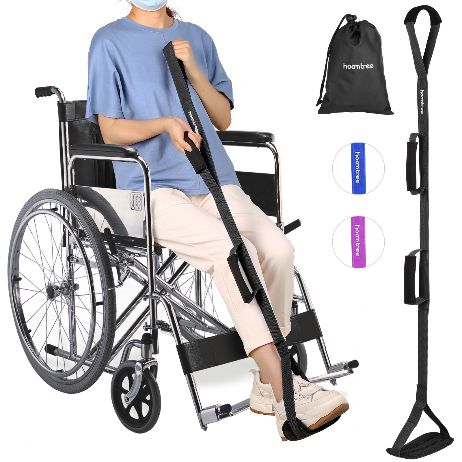 43 Inches Long Leg Lifter Hip Replacement,Rigid Leg Lifter Strap for Knee Replacement Surgery Recovery,Foot Lifter Easily Get in and Out of Bed,Car,Wheelchair,with Padded Loop for Hands and Feet