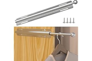 Valet Rod, Valet Rod for Closet Pull Out, 12 inch Stainless Steel Valet Clothing Hanger Rods Perfect for Suits, Dresses & Fre
