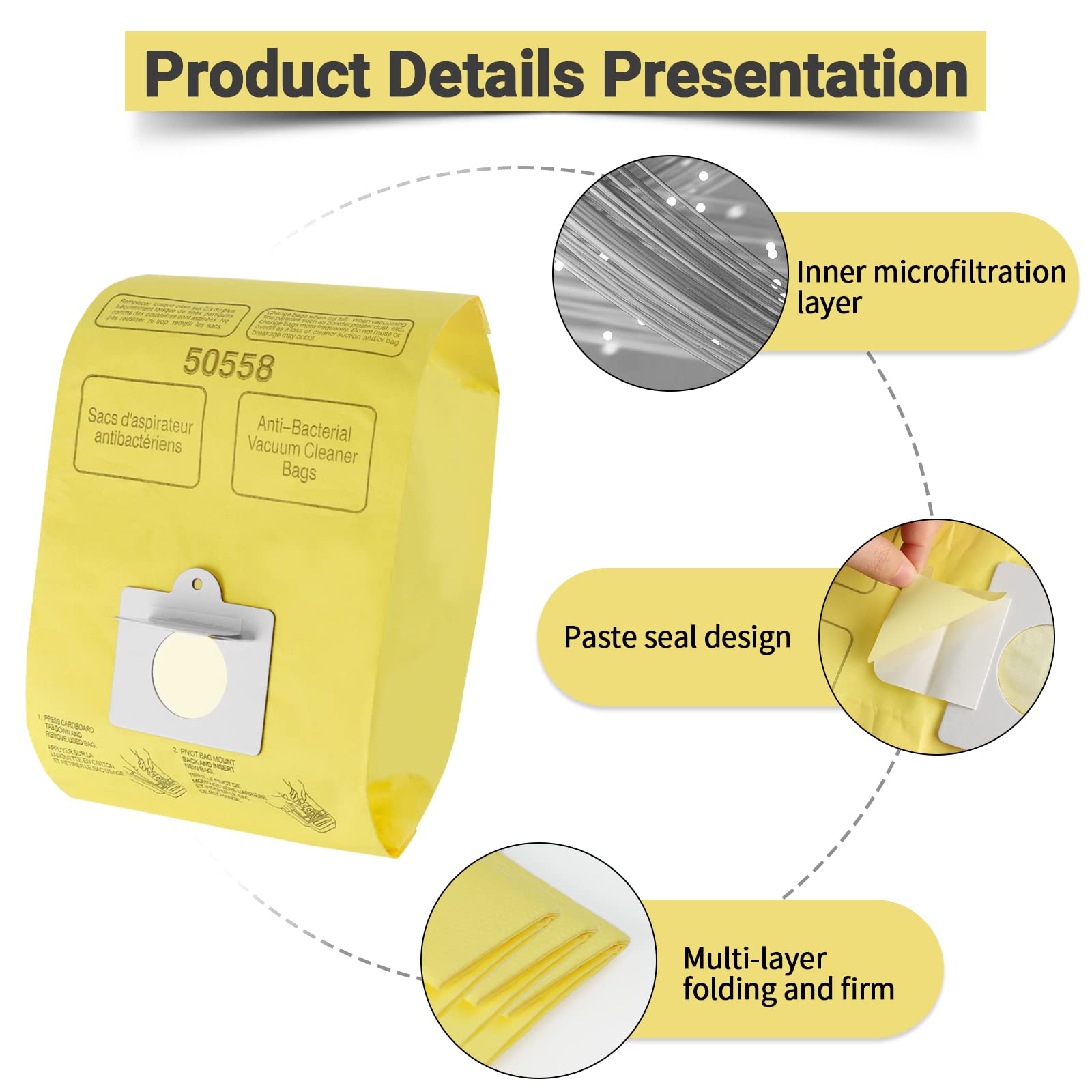 Vacuum Cleaner Bags Fit for Kenmore Canister Type C/Q 50555 50557 50558 and Type C-5, 10PCs By Improvedhand