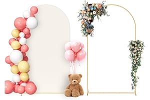 Neatsure Arch Backdrop Stand and Cover Set, 7.2FT Metal Photo Balloon Arch Backdrop Stand for Wedding Birthday Party Baby Shower Ceremony Graduation Decoration, Beige