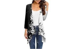 HPJKLYTR Kimono Cardigan 3/4 Sleeve Cardigan for Women,Plus Size Gradient Open Front Lightweight Summer Cardigan With Pocket