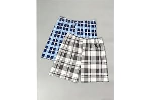Men's Plaid Lounge Shorts 2-Pack, Breathable Sleep Shorts Multiple Patterns Loose-Fit Home Wear