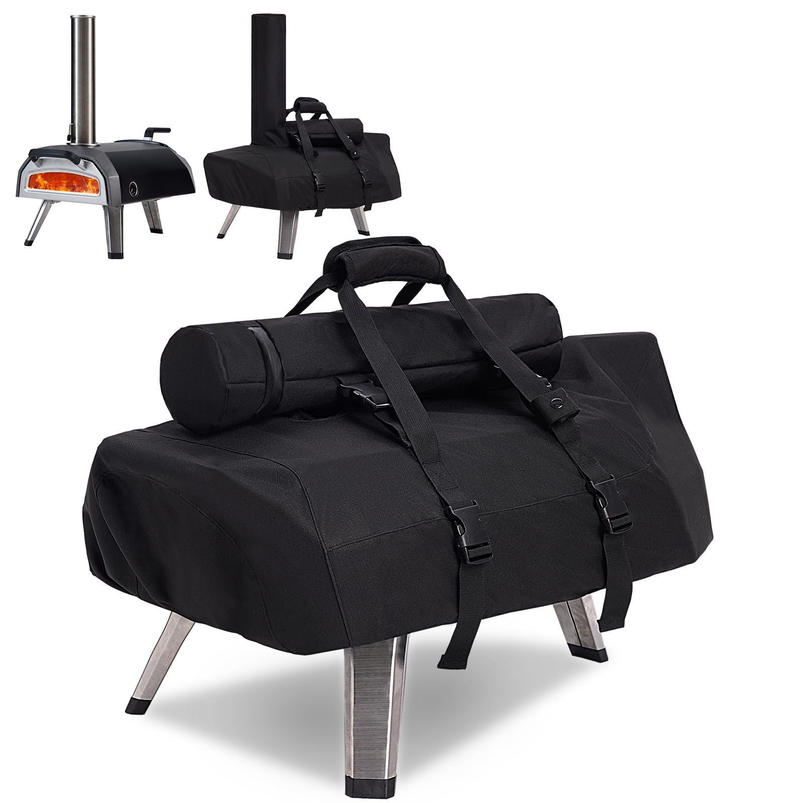 Photo 1 of NOELIFE Waterproof Cover for Ooni Karu 2 and Karu 12G Pizza Oven, Outdoor Accessories for Ooni 12, Carry Cover with Seperate Chimney Bag, with Straps in the Bottom for Fixation (Oven Not Included)