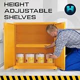 Horison Industries COSHH Cabinet 915x700x459mm Yellow Lockable Fireproof Metal view 6