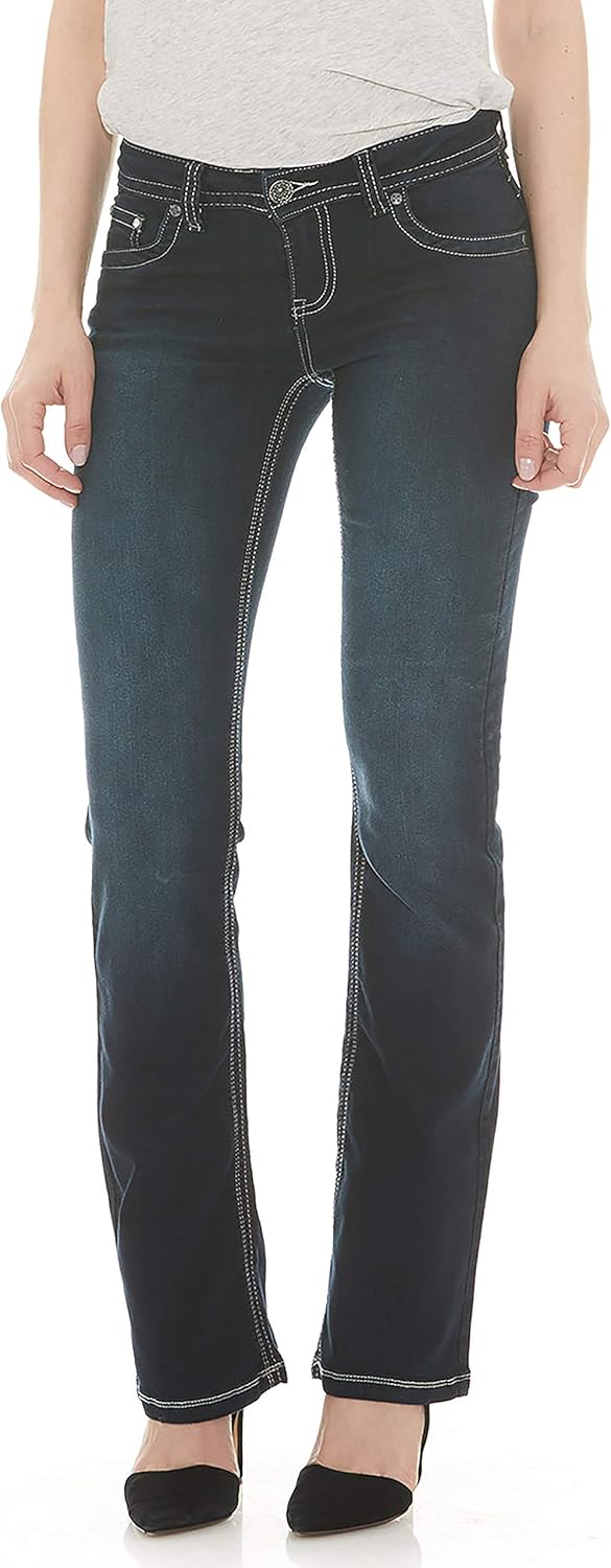 Suko Jeans Womens Mid Rise Boot Cut Jean with Embroidery Back Pockets