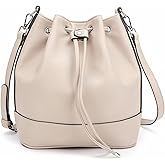 AFKOMST Leather Bucket Bags and Drawstring Crossbody Purse for Women Medium Tote and Hobo Handbags with 2 Shouder Straps