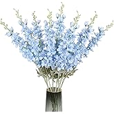 ICBOX 8PCS Blue Delphinium Artificial Flowers Larkspur Fake Flowers 33.5in Long Stem Faux Silk Flowers Bulk for Tall Vase for Home Wedding Floral Arrangement Centerpiece Table Decorations (Baby Blue)