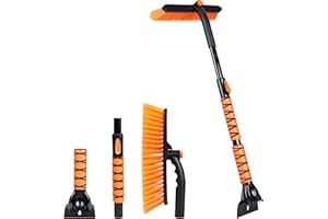 EcoNour 36″ Extendable Snow Brush and Ice Scraper for Car Windshield | 3 in 1 Snow Removal Brush with 360° Pivoting Head,Hous