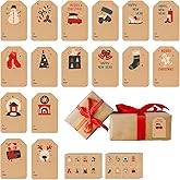 Tlenpo 160Pcs Christmas Gift Tags Stickers Kraft Presents Labels Self Adhesive Winter Christmas Name Tags Sticker in 16 Designs for Christmas Decotation, 2 x 3 Inches