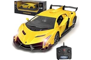 LAFALA Remote Control Car RC Cars Racing Car 1:18 Licensed Toy RC Car Compatible with Lamborghini Model Vehicle for Boys 6,7,8 Years Old, Yellow