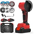 ZFULVO Brushless Cordless Angle Grinder Kit, 28000rpm Mini Electric Angle Grinding Tool with 2x21V 2000mAh Battery and 6-Cutting Discs, Grinder Handheld Cutter for Metal Wood