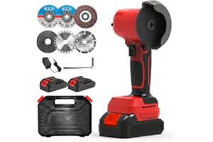 ZFULVO Brushless Cordless Angle Grinder Kit, 28000rpm Mini Electric Angle Grinding Tool with 2x21V 2000mAh Battery and 6-Cutting Discs, Grinder Handheld Cutter for Metal Wood