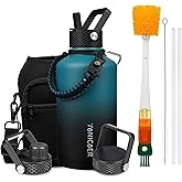 YONICOER Insulated Water Bottle 64oz,Triple Wall Vacuum Stainless Steel(Dishwasher Safe),Leak Proof & Non-BPA,Flask Jug with Paracord Handle & Straw Spout Lids Sports Gradient indigo blue/black