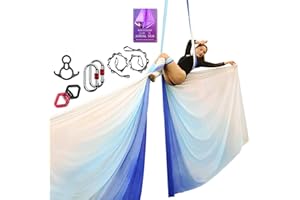SYCYKA Deluxe Aerial Silks Equipment Set - 11 Yards Aerial Yoga Hammock Swing for Acrobatic, Circus Arts, Dance (L:10m W:2.8m)