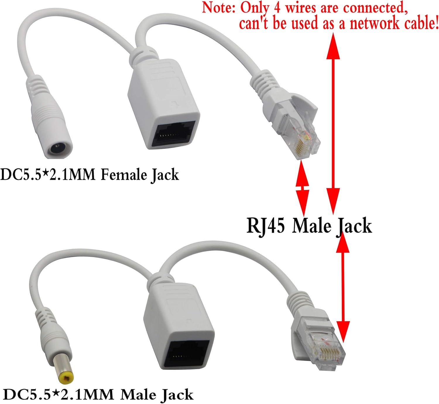 zdyCGTime Passive PoE Injector and PoE Splitter Kit with RJ45 Ethernet and Power via DC 5.5x2.1 mm F/M Adaptor Connector(White 4 works - Image 5