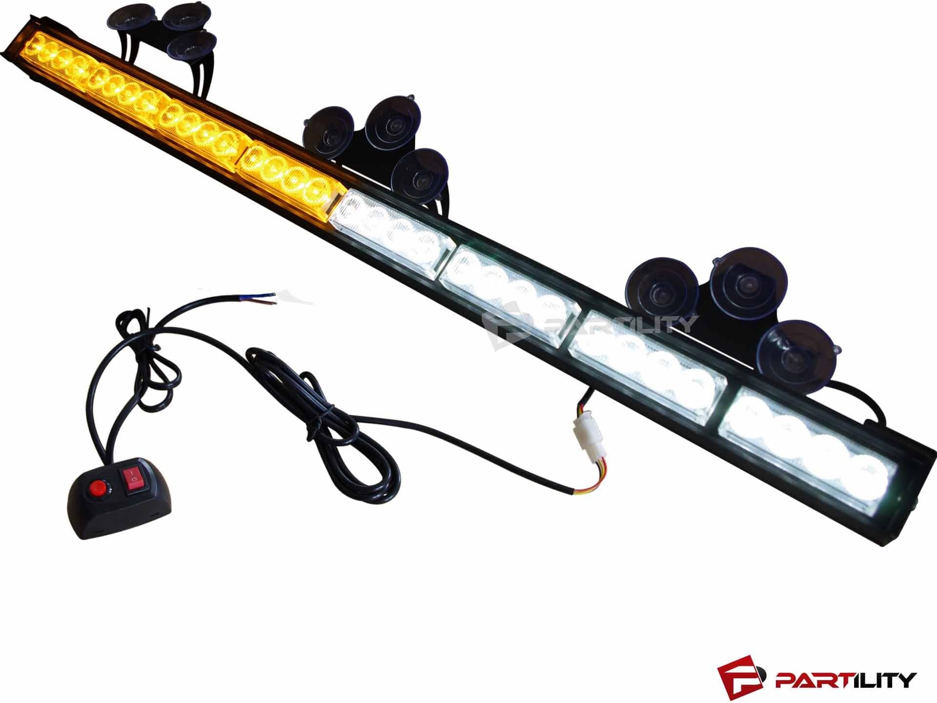 LED Light Bar Roof Suction Top Emergency Warning Construction Flash Strobe Light Truck (35.5", White/Amber)