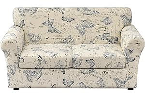 HOTNIU 3 Pieces Stretch Couch Covers (1 Sofa Cover + 2 Cushion Cover) Non-Slip Loverseat Slipcovers Universal Fitted Sofas Furniture Protector, Pattern# CD