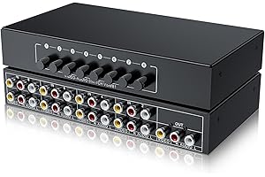 RCA Switch 8 in 1 Out Composite Video L/R Audio Selector Box 8X1, BolAAzuL 8-Way RCA Switcher - 8 Port AV Selector Switch - Plug & Play for Wii PS2 Xbox DVD STB HDTV