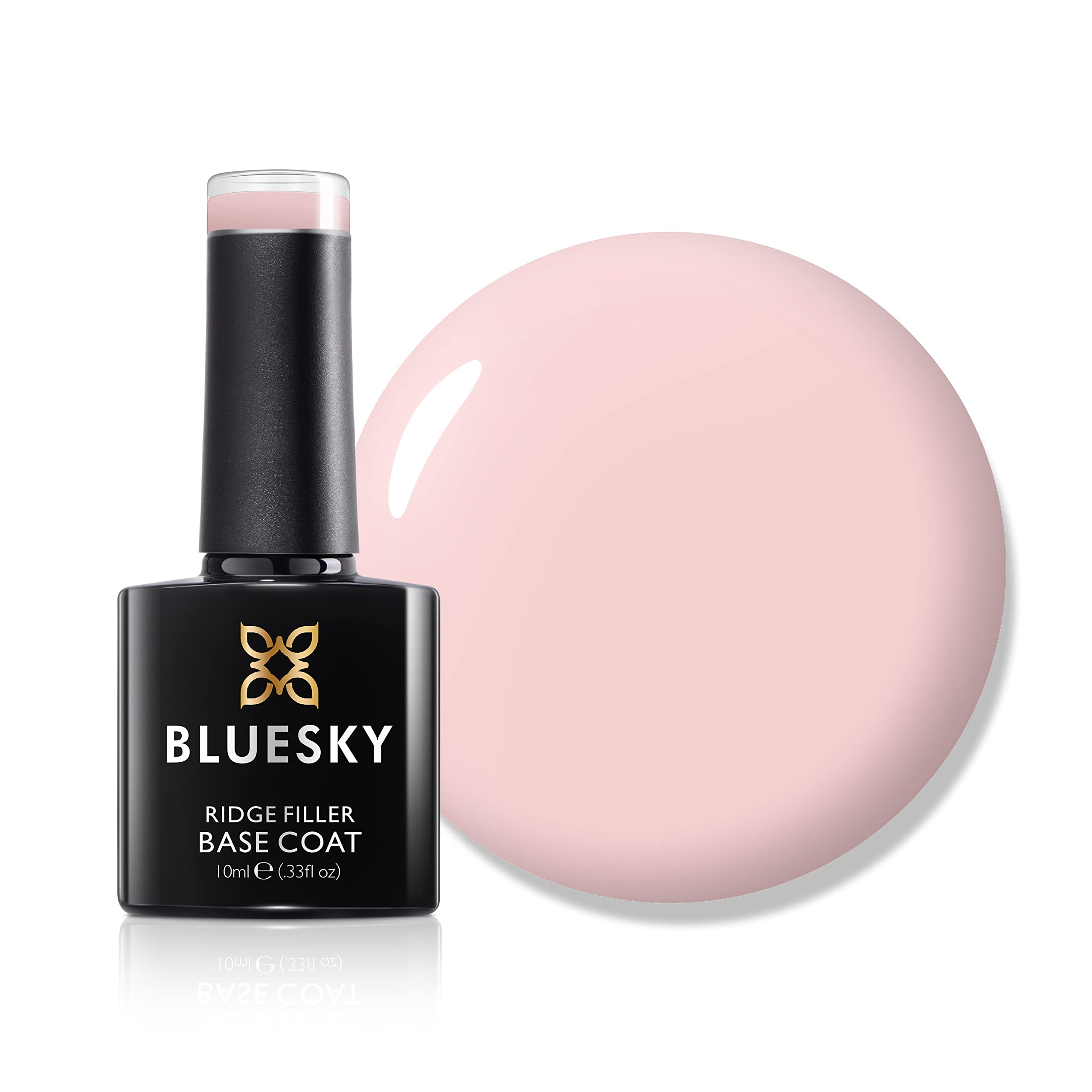 BLUESKY Ridge Filler Base Coat, MB08, Pale Pink, Gel Nail Polish, Rubber Base Gel, 10ml