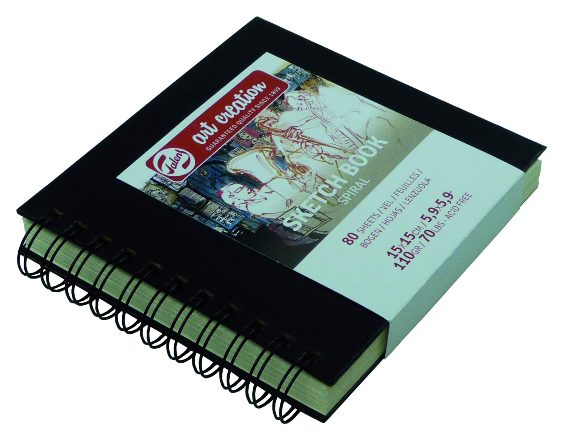 Talens Art Creation Sketchbook - 15x15 cm - 110g - 80 Sheets - Spiral Bound - Acid-Free Paper - Ideal for Drawing, Journaling, Urban Sketching