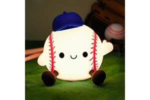 ATTIVOLIFE Attivilife Baseball Night Light, Baseball Gifts for Boys, Soft Silicone Nursery Bedroom Bedside Decor Dimmable Rechargeable LED Touch Lamp, Baby Kid Teen Sport Lover Athlete Birthday Christmas Gifts