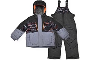 Arctic Quest boys Boys Ski Jacket and Snowbib Snowsuit Set 2 Piece Zip Up Jacket and Overall Snowsuit Set for Little Kids