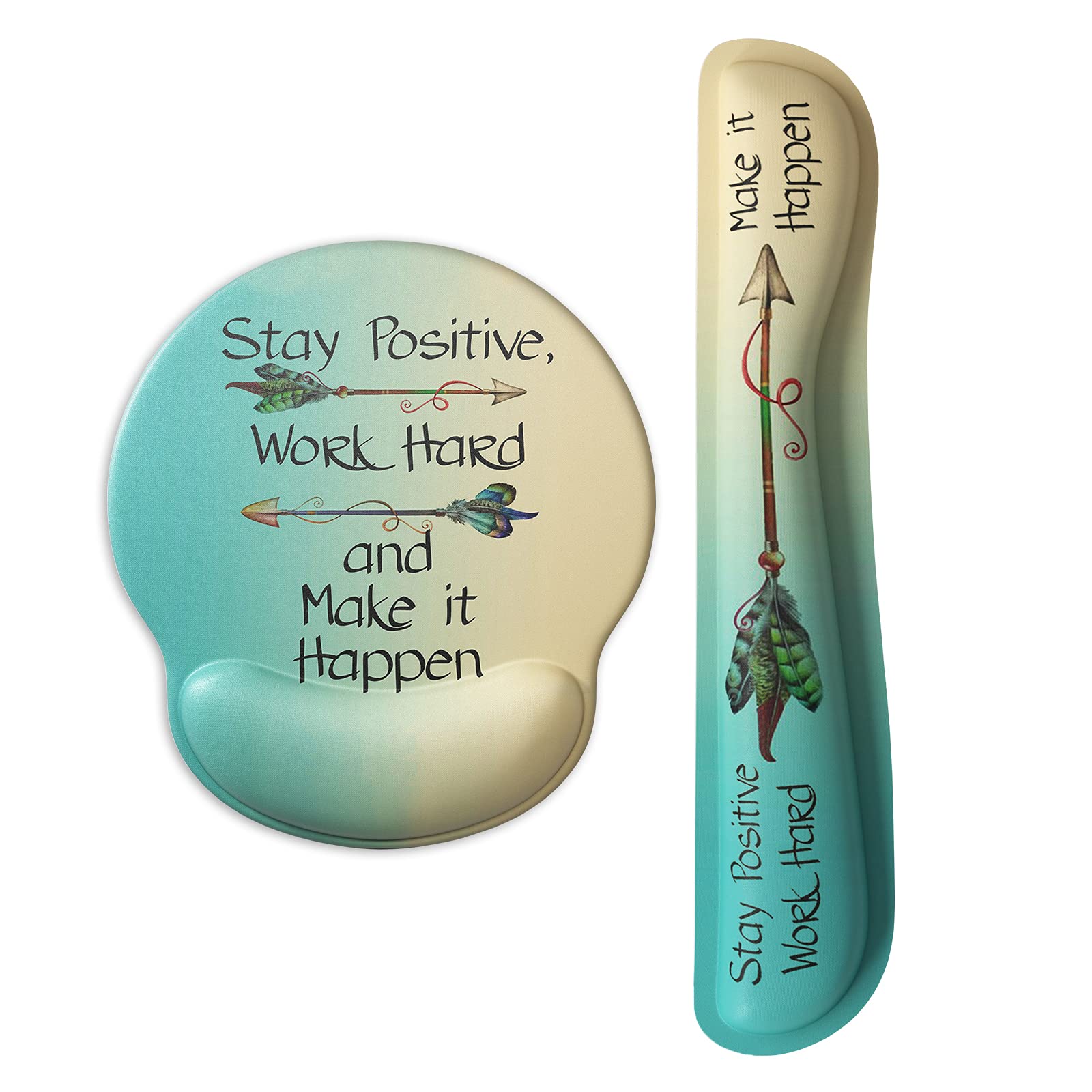 ITNRSIIET Gaming Mouse Mat with Wrist Support, Wrist Support Keyboard and Mouse Pad with Wrist Rest Set, Ergonomic Mousepad Smooth Waterproof Lycra Surface, Non Slip PU Base, Inspirational Quote