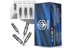 UPTATSUPPLY Poseidon Tattoo Cartridge Needles 50Pcs Assorted Mixed Size Round Liner Shader Magnum Curved/Round Mag 5rl 7rl 9rl 5rs 7rs 9rs 15m1 21m1 15cm 21cm Disposable Membrane Tattoo Needles