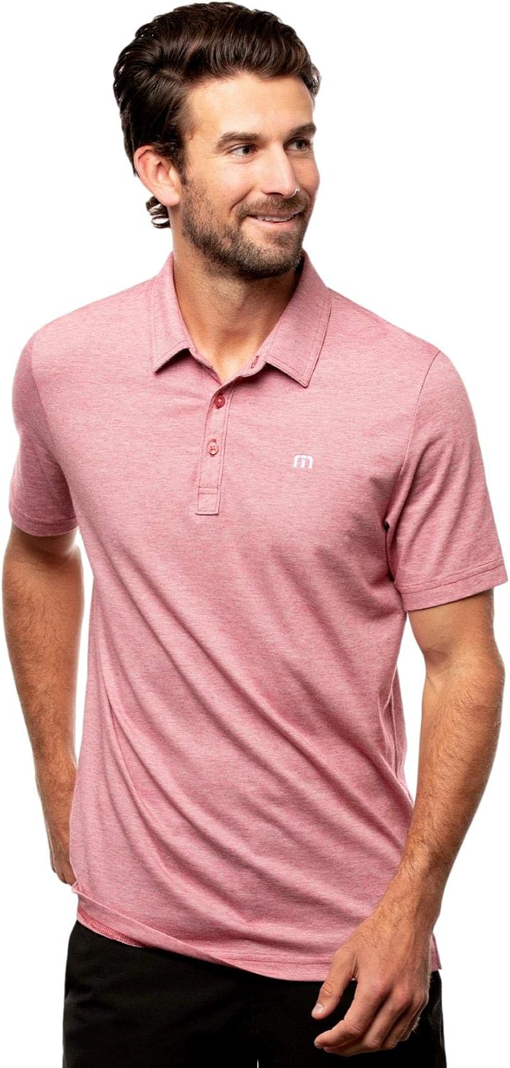 Travis Mathew Men's The Zinna Polo (Heather Cardinal, XX-Large) at Amazon Menâs Clothing store